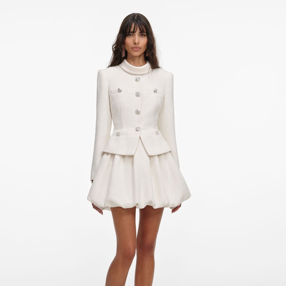SOLD OUT
Self-Portrait NEW CREAM BOUCLE COLLARED MINI DRESS - Picture 1 of 9